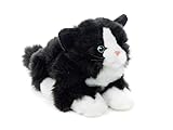 Uni-Toys - Katze schwarz-weiß, liegend - 20 cm (Länge) - Plüsch-Kätzchen - Plüschtier, Kuscheltier
