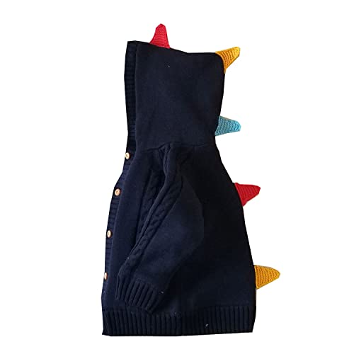 Dealone Baby Boys Girls Knit Dinosaur Cardigan Sweaters Toddler Fleece Lined Hoodie Sweater Winter Outerwear Jacket Navy #TOP6