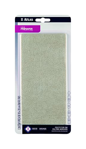 Protetor de Feltro Adesivo, com Fita Dupla Face, 10X20cm, Cor Bege, Linha Primafer, Atlas.