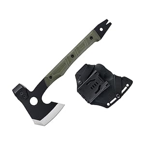 OKNIFE Otacle A1 Survival Hatchet & Camping Axe, 4 in 1 Full Tang Tactical Axe, G10 Non-Slip Grip Tomahawk with Durable Kydex Sheath (OD Green)