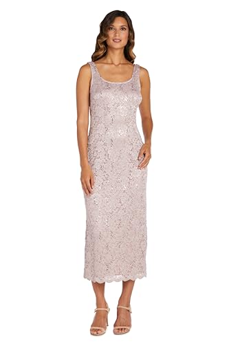 R&M Richards Womens 2-Piece Glitter Lace Jacket Dress W/Scalloped Trim for Formal & Cocktail Events.3