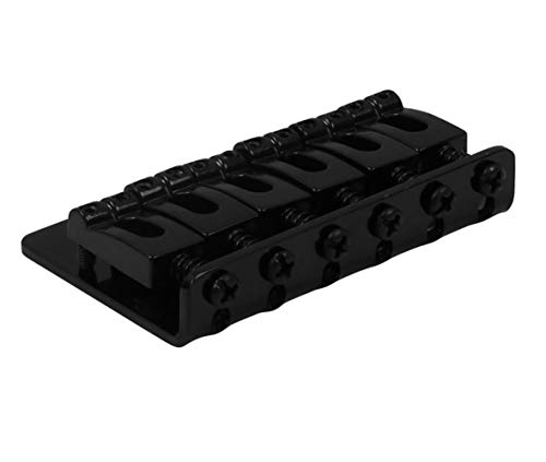6 String 65Mm Metal Fixed Hardtail Saddle Bridge Top Load Guitar Tailpiece Compatible For Fender Strat Tele Electric Guitar,Black #TOP2