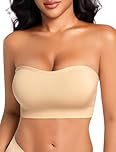 OOEU Strapless Bras for Women Non Wired Bandeau Bra Padded Wireless Seamless Strapless Bra Push Up Multiway Tube Top Bralette (UK, Alpha, M, Regular, Regular, Nude)