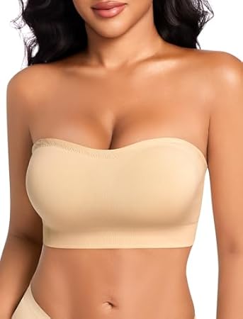 Trägerloser BH Damen ohne Bügel Push Up Bandeau BH ohne Träger Nahtloser BH Trägerlos Strapless Bra Tube Top Gepolstert Bralette