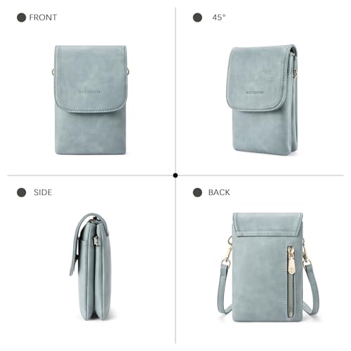 Image of BOSTANTEN Vegan Leather Small Crossbody Bags for Women Designer Cell Phone Bag Wallet Purses Adjustable Strap, Denim Blue, Small, Crossbody Bag
