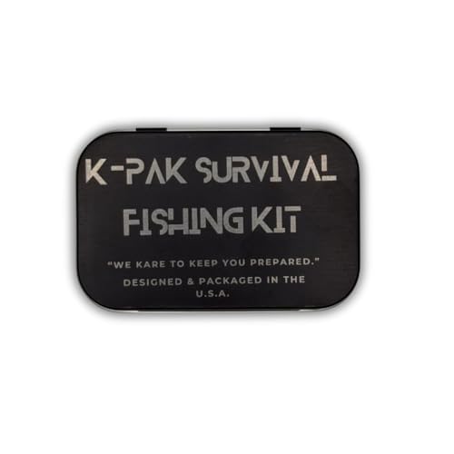 K-Pak Survival K-Pak Survival Fishing Kit – Compact Emergency Fishing Gear in a Durable Metal Tin for Preppers, Hikers & Outdoor Survival