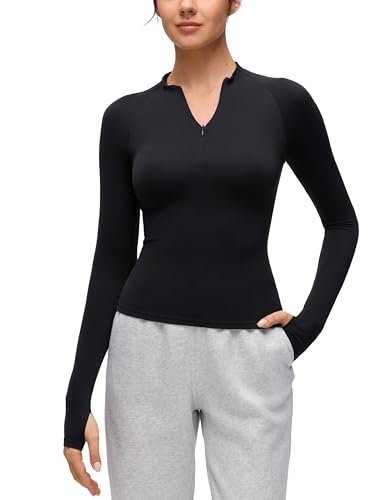 Amazon.com: CRZ YOGA Softembrace Half Zip Long Sleeve Top Black XX