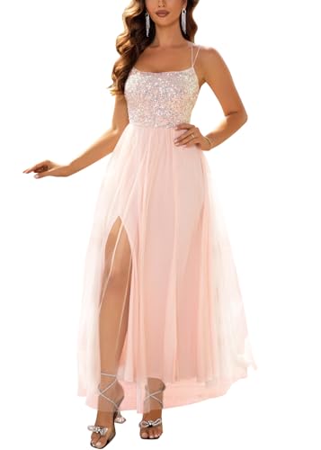 Onsoyours Abendkleid Damen Lang Elegant Paillettenkleid Glitzer Tüll...