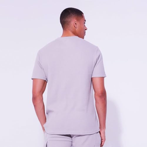 Image of Half Sleeve Oversized Tshirt for Men, Round Neck Longline Drop Shoulder | Wuffle Fabric T-Shirt