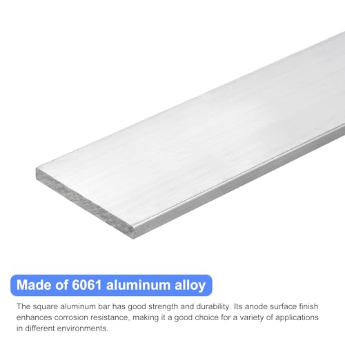 Image of uxcell Square Aluminum Flat Bar, 1 /4 inch Thick 2.4 inch Width 10 inch Length Square Aluminum Bar 6061 Aluminum Flat Plate, 6 x 60 x 254mm T6511 Solid New Mill Stock for Industrial Building
