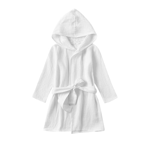 Image of TADO MUSLIN Organic Cotton Toddler Bathrobe, Soft and Breathable Baby Robe for Kid, Boy& Girl Hooded Robe Muslin