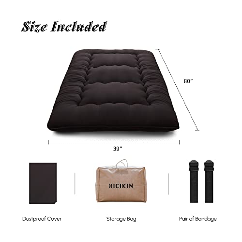 Xicikin Japanese Futon Foldable Mattress, Floor/Roll Up Mattress Tatami Mat With Washable Cover, Easy To Store And Portable For Camping, Black, Twin Full Queen #TOP1