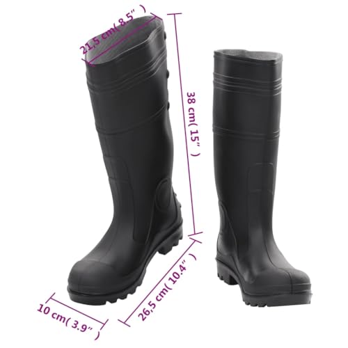 vidaXL Gummistiefel, Regenstiefel Rutschfest, Anglerstiefel Wasserdicht, Arbeitsstiefel Gartenstiefel Halbschaft Stiefel, Schwarz Größe 44 PVC