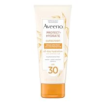 Aveeno Protect + Hydrate Moisturizing Sunscreen Lotion with Broad Spectrum SPF 30 & Prebiotic Oat, Weightless Sweat & Water-Resistant Full Body Sunscreen, Oxybenzone-Free, 3.0 fl. oz