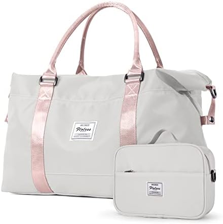 HYC00 Travel Duffel Bag, Sports Tote Gym Bag, Shoulder Weekender Overnight Bag for Women, Pink, L