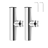 RAKU ロッドホルダー 船用 SUS316ステンレス製 2個セット クランプ式 船竿置き 360°角度調節 錆びにくい 水捌け良好 取付簡単 PVCシート付き バイク(2個セット, 25~32mm)