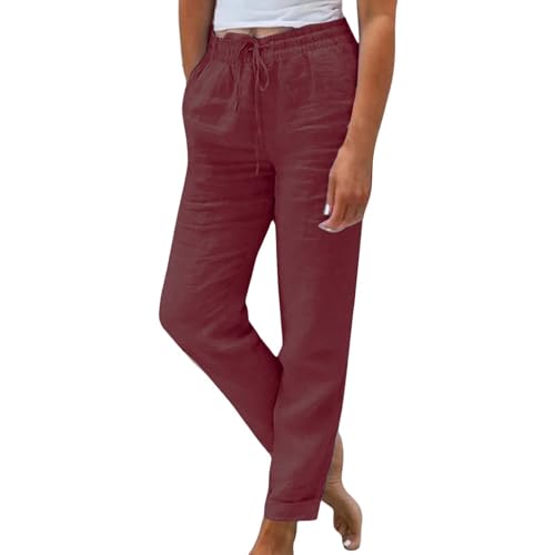 Pantalon en lin léger femme pantalon large été décontracté
