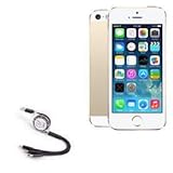 BoxWave Cable Compatible with iPhone 5s (Cable AllCharge miniSync, Retractable, Portable USB Cable for iPhone 5s, Apple iPhone 5s - Jet Black