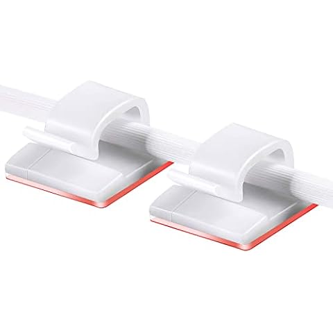100 Pcs Cable Clips Self-Adhesive Wire Clips Car Cable Organizer Cable Wire Management Adhesive Cable Holder for Car Office and Home, White+Transparent Cover