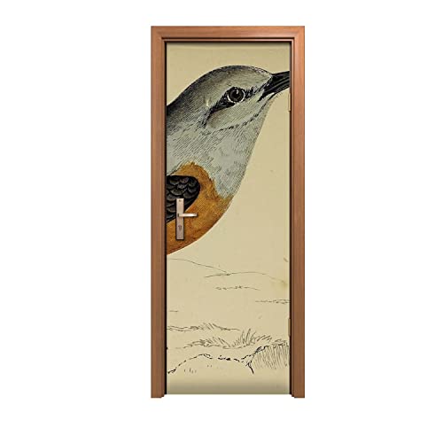 Coloray Etiqueta de la puerta Sala de estar 70x200cm Etiqueta de armario Interior Imagen Decoración Mural - Dibujo de aves Cover