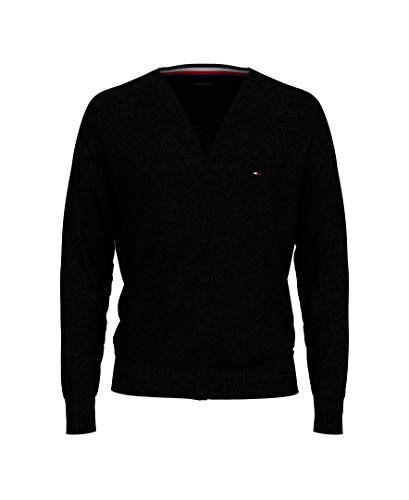 Tommy Hilfiger Men's Cotton Cardigan Sweater, TH DEEP Black, MD