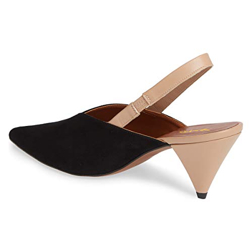 XYD Women Retro Cone Mid High Heels Slingback Pumps Pointy Toe Comfortable Stylish Two-toned Dress Office Sandals3