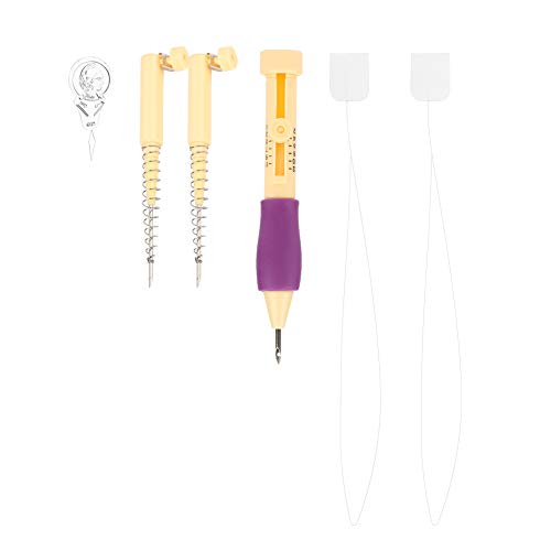 Tbest Russian Poke Fun Set,Embroidery Felting Needle Punch Pen with 2 Spring Needles Set Tool for DIY Craft