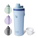 BOTTLE BOTTLE スポーツ水筒 800ml 持ち運び便利 保冷水筒 プロテインシェイカー スポーツドリンク対応 アウトドア水筒 直飲み 洗いやすい 真空断熱 ブルー