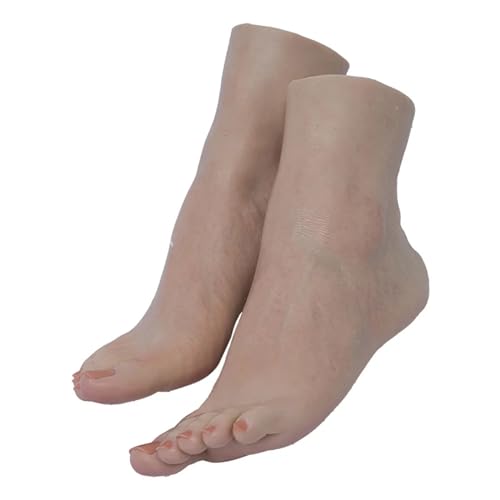 JVDDI Pies Femeninos realistas de Silicona, Modelo de práctica de uñas, maniquí for pies, Fetiche, Zapatos de Gran tamaño, exhibición de joyería, Tiro Z4100(Full Soft Silicone,1 Pair of Feet)