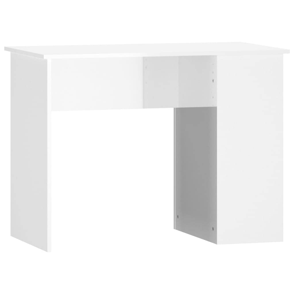 Scrivania bianca lucida, 100 x 55 x 75 cm, scrivania per computer con 2 scomparti, in legno, per studio e ufficio, moderna scrivania da ufficio con spazio per libri e raccoglitori