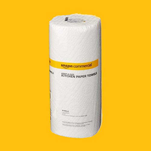 AmazonCommercial Adapt-a-Size Kitchen Paper Towels, 140 Towels per Roll, 30 Rolls