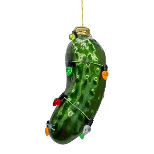 Christmas Tree Pickle Ornament Wrapped in Lights...