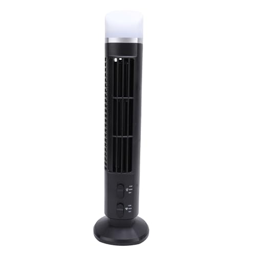 Ventilador de Torre sin Aspas, Ventilador de Torre sin Aspas de Escritorio Versátil, Portátil, Seguridad Mejorada, Velocidad Ajustable, Silencioso y Compacto para Caravana (BLACK)