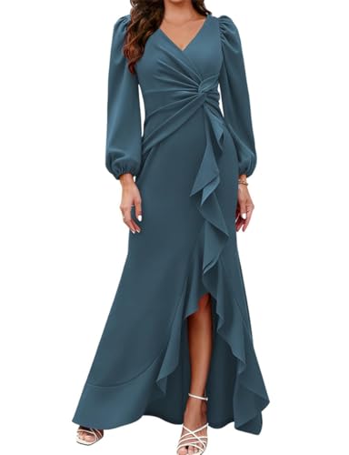 Robe demoiselle d'honneur manches longues mariage soirée maxi mousseline