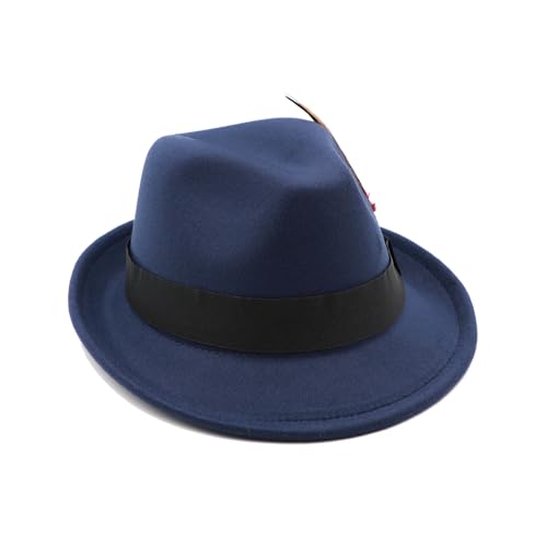 Image of Unisex Trilby Hats Classic Fedora Hats for Women Men Dress Hats Felt Short Brim Fedoras Hat Panama Hat with Band