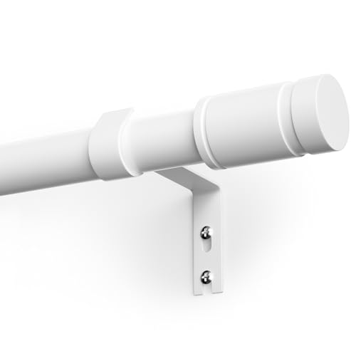 TRAROD White Curtain Pole for Windows 81-236 cm Curtain Poles Set with Brackets and Finials 16mm Diamete Metal Window Curtain Rod Easy Install Decorative Curtain Pole for Bedroom Living Room