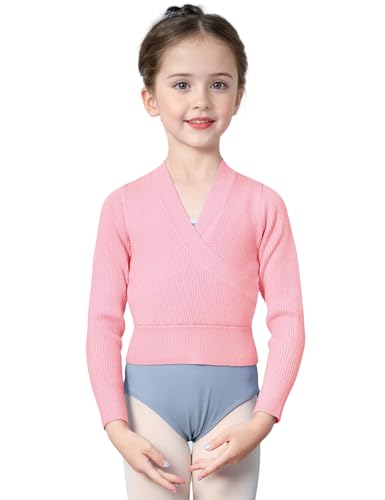 Image of Dance Sweater for Girls Long Sleeve V-Neck Top Sweater for Ballet /Gymnastics /Sports