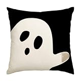 Halloween-Kissenbezüge, Pillowcase für Halloween, Innen- und Außenbereich, Dekoration, Kürbis, Gespenst, Fledermaus, Spinnennetz, Kissenbezug für Sofa, Couch, Zuhause, (A-4, 45cm×45cm)