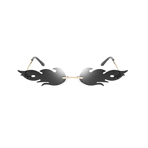 Tomaibaby Mode Flamme Sonnenbrille für Frauen Männer Feuer Form Brille Party Brille Grau Cover