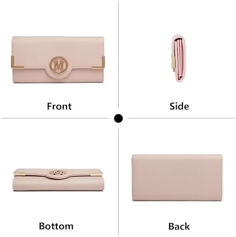 Miss Lulu Purses for Women Long Wallet Ladies Zipper Pocket Multiple Card Slots PU Leather with Metal Buckle