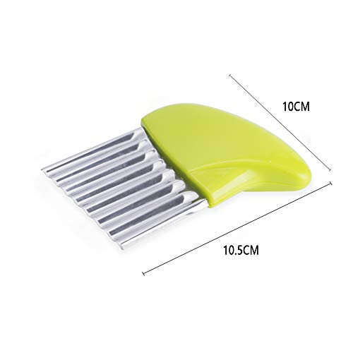 Foto von 4 Stück Kartoffelhacker Wellenschneider aus Edelstahl Crinkle Cut Chip Cutter Gemüseschneider für Kartoffeln,Zwiebeln, Obst, Gemüse (Grün+Blau+Gelb+Rosa)