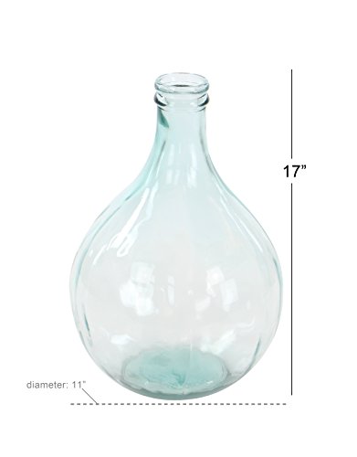 Deco 79 Recycled Glass Handmade Spanish Vase, 11" X 11" X 17", Blue #TOP5