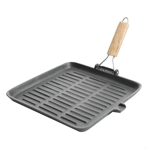 SMZhomeone Gusseisen-Grillpfanne, 27,9 cm, quadratisch, mit faltbarem Holzgriff, für Herd, Grill, Lagerfeuer, Kochen für Herde, Grills und Lagerfeuer SMZhomeone Gusseisen-Grillpfanne, 27,9 cm, quadratisch, mit faltbarem Holzgriff, für Herd, Grill, Lagerfeuer, Kochen für Herde, Grills und Lagerfeuer