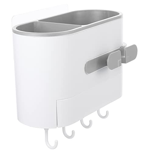 VICASKY 1pc Wall Mounted Hair Dryer Holder Multi Function Storage Rack for Bathroom Punch Design Space Saving Organizer Easy Installation for Clean and Organized Spaces