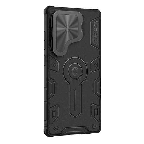 Image of Nillkin Case for Samsung Galaxy S25 Ultra (6.8 inch Inch) CamShield Armor Prop Lens + Stand 360 Protect TPU + PC Anti Fall Edge Bags Black Color