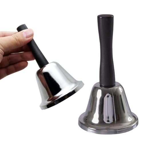 2PCS Jingle Bells 5in x 3in Big bell Hand Call Bell Christmas Toys Silver and Black
