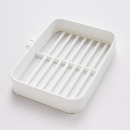 Plastic Soap Dish Holder with Drainage Slots – Rectangular Self-Draining Soap Tray for Bathroom & Kitchen Sink, Non-Slip, Durable & Easy to Clean (Whi