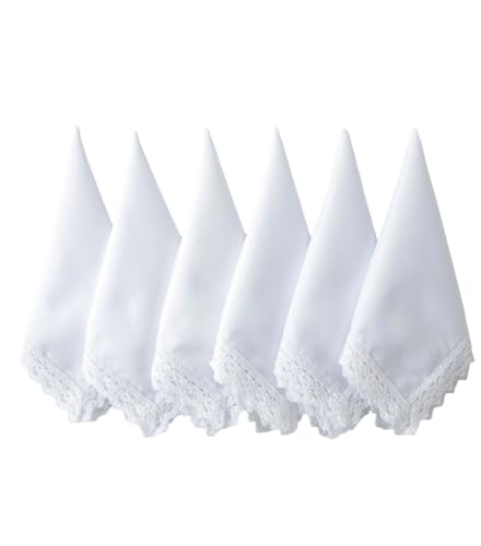 Image of Lace Cotton White Handkerchiefs Perfect Wedding Bulk