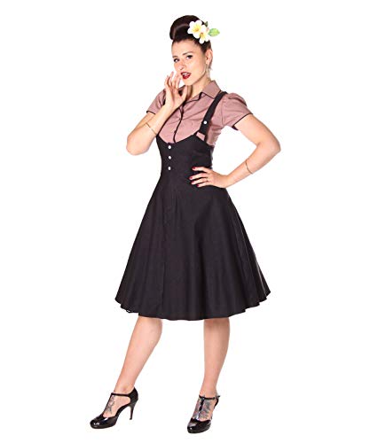 SugarShock Damen Tellerrock Quila Suspender Uniform Rock, Größe:L, Farbe:Schwarz