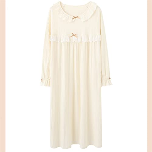 LEPSJGC Pyjama Femme Coton Chêne Coton Sleepwear Femme Chêne Nuit de nuit Pijama Accueil Vêtements Longue Robe longue (Color : White, Size : 2XL code)